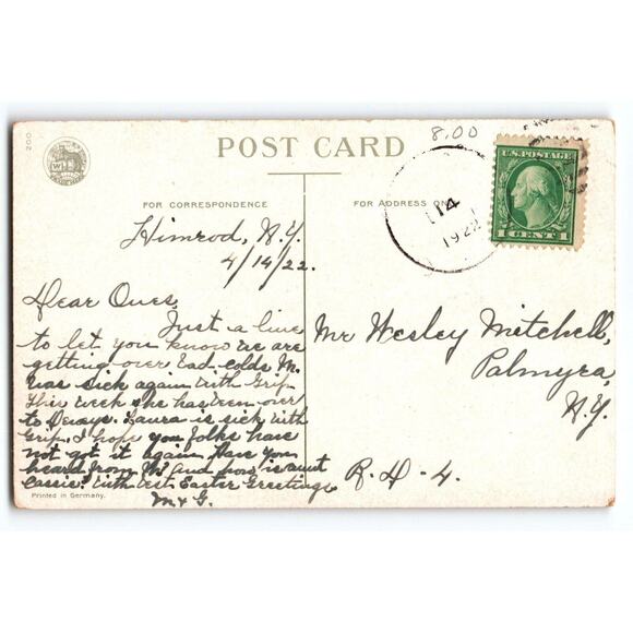 Easter Postcard Artist Signed Ellen Clapsaddle Baby Chick Egg Shell 1922 Vintage - Picture 2 of 2